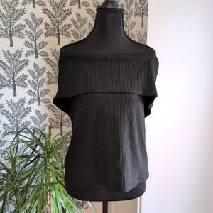 a new day Black Off-the-Shoulder Ribbed Top